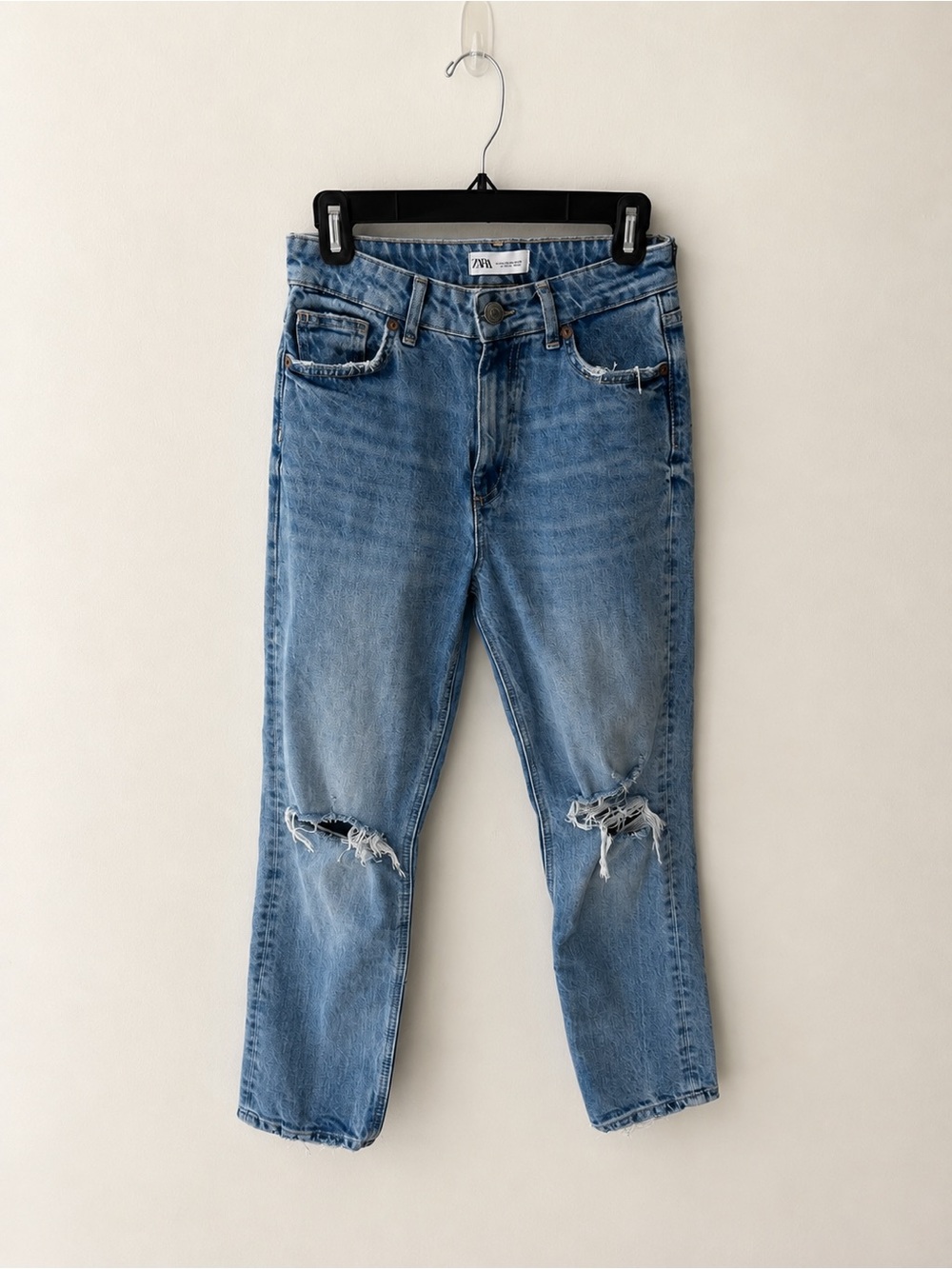 Zara Ripped Light Blue Denim Jeans